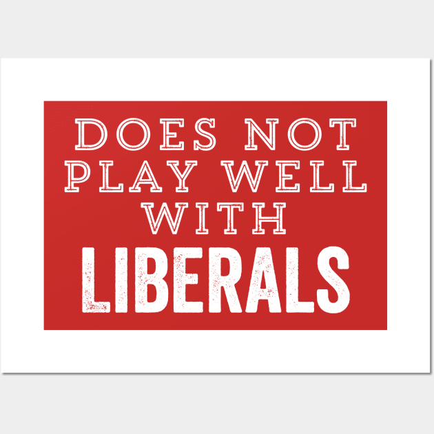 Does Not Play Well With Liberals Funny Conservative Republican Right Political Gift Wall Art by HuntTreasures